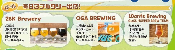 2024年8月10日〜12日の3日間、三井アウトレットパーク多摩南大沢で開催される「みんなでカンパイ！ビールひろば」に出店する3つのブルワリーの情報