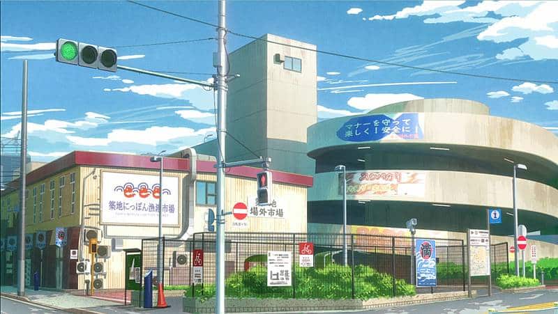 ひびめし第5話で描かれた築地場外市場の入口部分の建物
