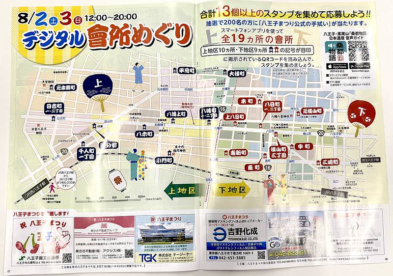 八王子まつり2025ではスマホを利用したデジタルスタンプラリーが開催され、スタンプを13個集めると抽選で200名に八王子まつりの手ぬぐいがプレゼント