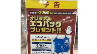 イトーヨーカドー南大沢店で9/6に買い物するとハトソンくん柄のエコバッグプレゼント