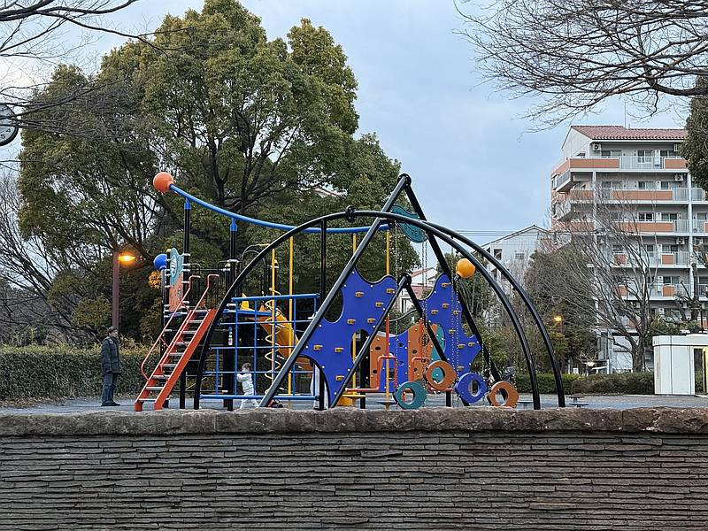 2026年3月9日より利用開始された谷戸山雲の公園の複合型遊具を後ろ側から撮影